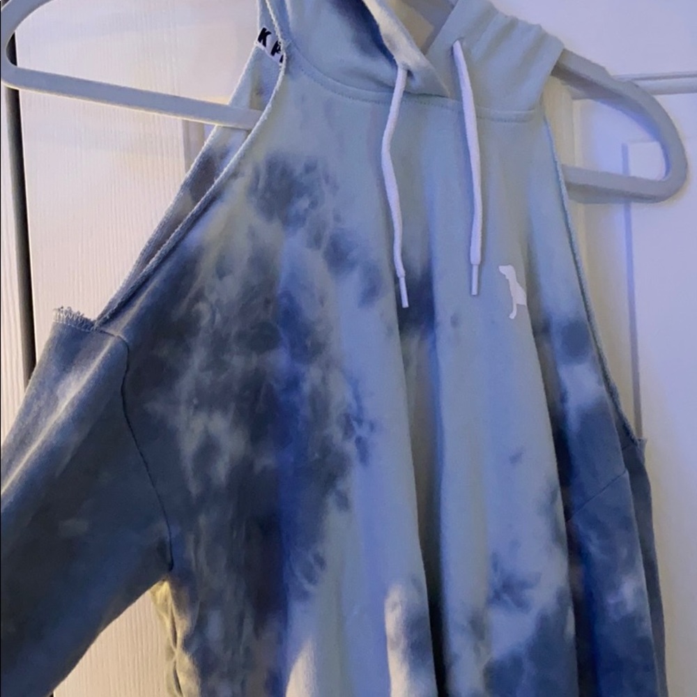 PINK Tie Dye Sweatshirt With Cut Out Shoulders - Picture 3 of 3